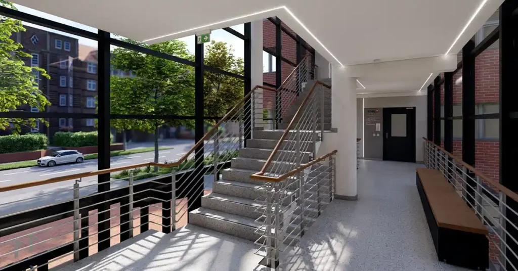 groepper architekten beitragsbild treppenhaus visualisierung