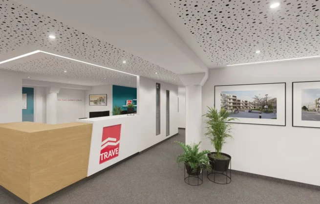 groepper architekten referenz gewerbebau 01 trave falkenstrasse empfang visualisierung tresen