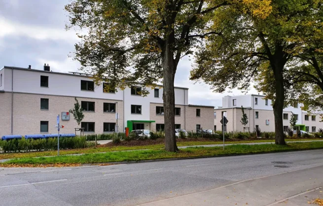 groepper architekten referenz wohnungsbau luebeck trave rothebek mehrfamilienhäuser ansicht straße