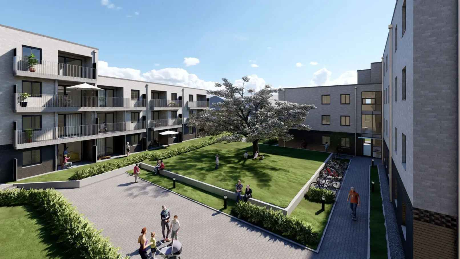 groepper architekten referenz wohnungsbau luebeck 02 trave elbingstrasse rendering visualisierung innenhof