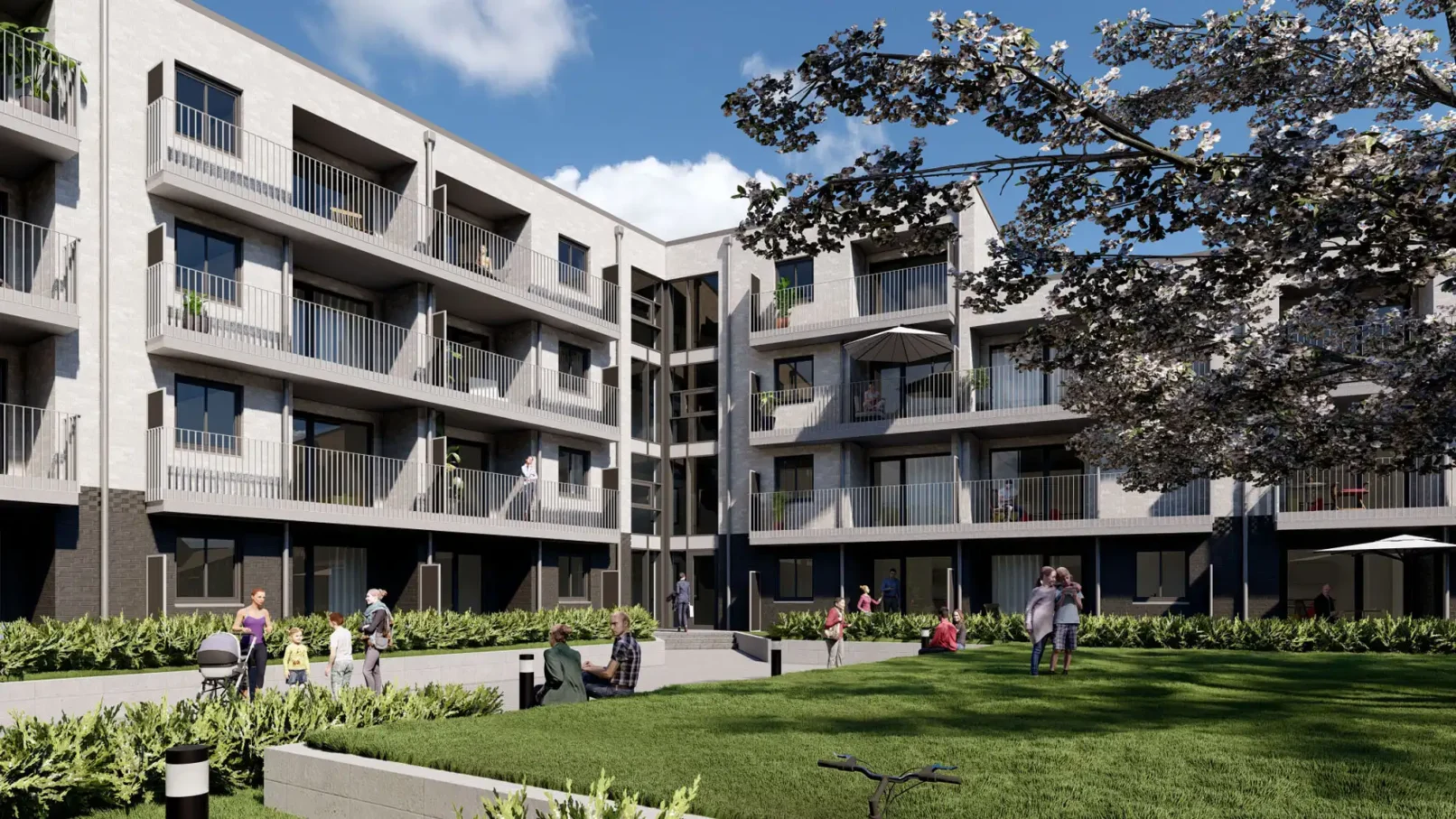 groepper architekten referenz wohnungsbau luebeck 03 trave elbingstrasse rendering visualisierung gebäudeinnenecke