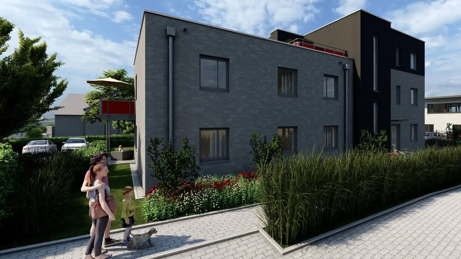 groepper architekten referenz wohnungsbau luebeck 04 meilenstein rendering visualisierung eingang