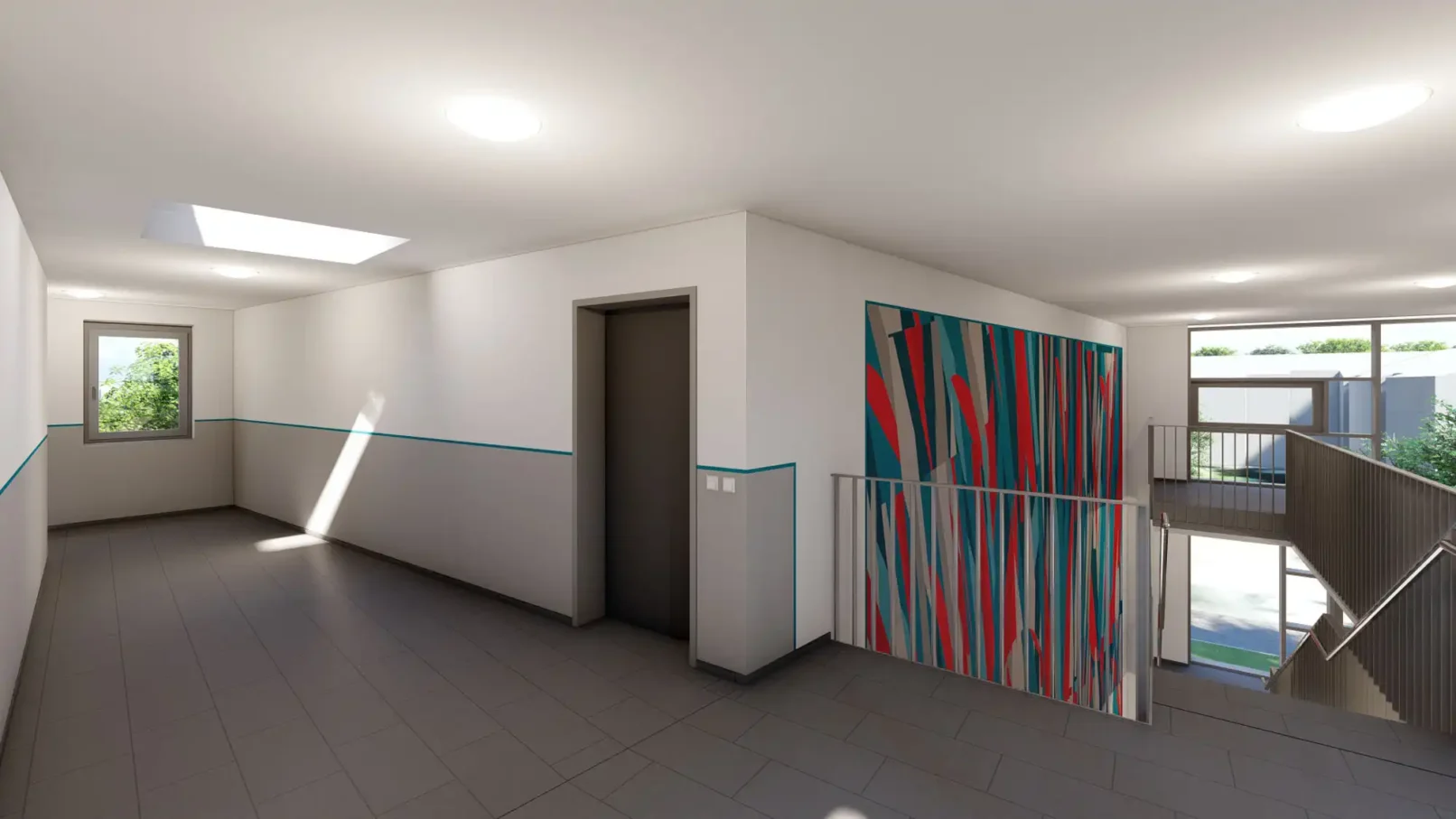 groepper architekten referenz wohnungsbau luebeck 07 trave elbingstrasse rendering visualisierung treppenhaus innen